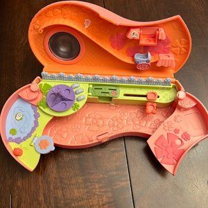 Vintage Littlest Pet Shop Orange Pink Playset with Assorted Mini Figures